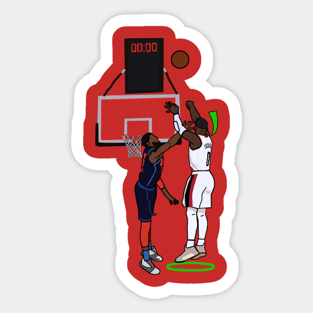 Damian Lillard Hits A Green Light Over Paul George FTW - NBA Portland Trailblazers Sticker by xavierjfong